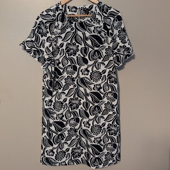 Ann Taylor Factory Floral Dress navy blue and white size medium - Picture 1 of 9